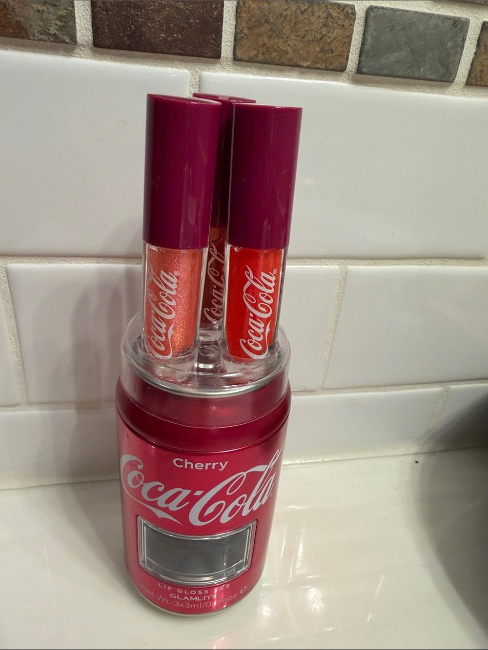 Coca Cola Cherry Lip Gloss Trio - Purple Caps with Orange & Red Glosses